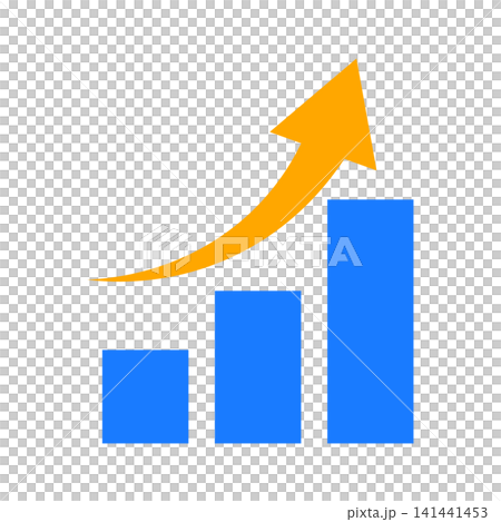 右肩上がりのグラフと矢印のイラスト 右肩上がりのグラフと矢印のイラスト 141441453