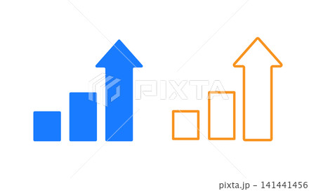 右肩上がりのグラフと矢印のイラスト 右肩上がりのグラフと矢印のイラスト 141441456