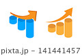 右肩上がりのグラフと矢印のイラスト 141441457