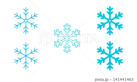 シンプルな雪の結晶のイラストセット シンプルな雪の結晶のイラストセット 141441463