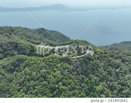 【空撮】奥琵琶湖パークウェイとつづら尾崎展望 【空撮】奥琵琶湖パークウェイとつづら尾崎展望 141441681