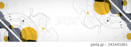 Abstract digital landscape with wireframe terrain, geometric circles, and plexus art. Vector Abstract digital landscape with wireframe terrain, geometric circles, and plexus art. Vector 141441861