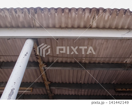 Close-up of the abandoned building, structure in the rural in Hong Kong. Hong Kong rural scene. 141442149