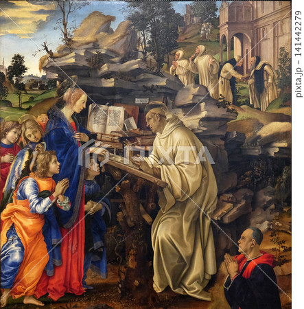 Apparition of the Virgin to Saint Bernard of Clairvaux by Filippino Lippi, Badia Fiorentina church in Florence, Italy 141442279