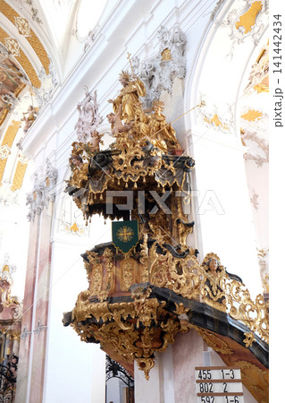 Pulpit in Benedictine monastery church in Amorbach, Germany Pulpit in Benedictine monastery church in Amorbach, Germany 141442434