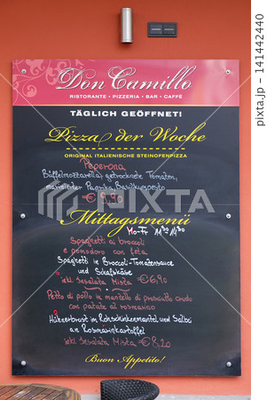 Blackboard with offerings of a restaurant in Graz, Styria, Austria Blackboard with offerings of a restaurant in Graz, Styria, Austria 141442440