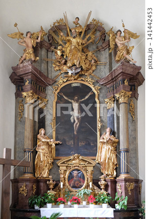 Altar of Holy Cross, Mariahilf church in Graz, Styria, Austria Altar of Holy Cross, Mariahilf church in Graz, Styria, Austria 141442453