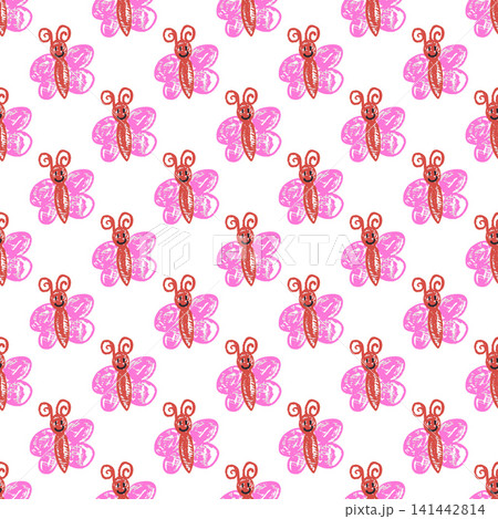 Seamless pattern. Hand drawn crayon texture style 141442814