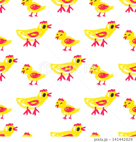 Seamless pattern. Hand drawn crayon texture style 141442829