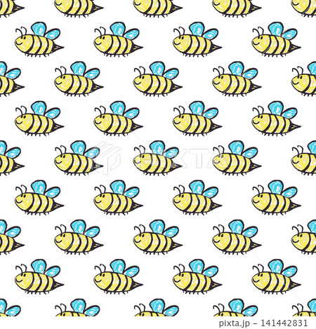 Seamless pattern. Hand drawn crayon texture style 141442831