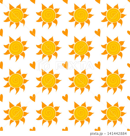 Seamless pattern with orange sun Seamless pattern with orange sun 141442884
