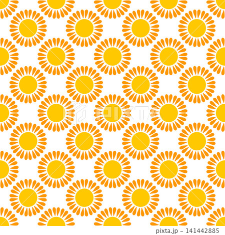 Seamless pattern with orange sun Seamless pattern with orange sun 141442885