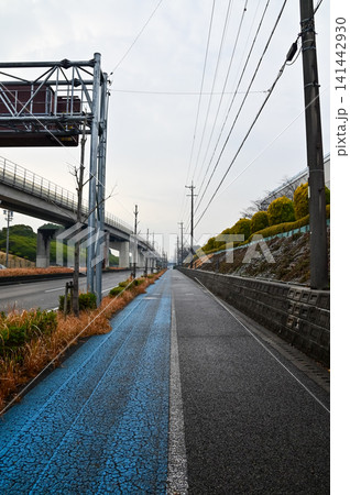 The street view of Nagoya, Japan. Nagoya road scene in non-urban district. Rural scene in Nagoya, Japan. Travel concept. 141442930