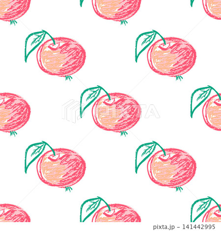 Seamless pattern. Hand drawn crayon texture style 141442995