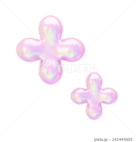 ゆめかわいいオーロラカラーホログラフィック3Dアイコン　花 141443605