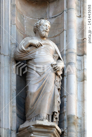 Saint Judas Thaddaeus, statue on the Milan Cathedral, Duomo di Santa Maria Nascente, Milan, Lombardy, Italy 141443698