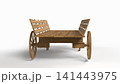 Wooden cart with two benches for seating 141443975