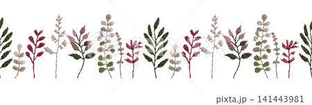 【植物のシームレスパターン】手刺繍イラスト素材 141443981