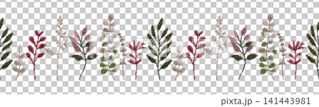 【植物のシームレスパターン】手刺繍イラスト素材 141443981