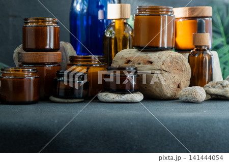 Amber Candles Glass Jars and Bottles with Natural Elements Amber Candles Glass Jars and Bottles with Natural Elements 141444054
