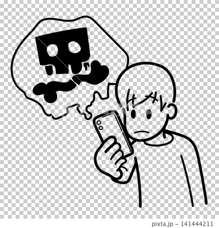 A man viewing negative information (line only, no shading) A man viewing negative information (line only, no shading) 141444211