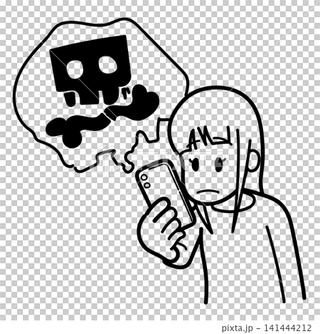 A woman viewing negative information (lines only, no shading) A woman viewing negative information (lines only, no shading) 141444212