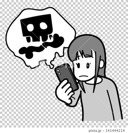 A woman viewing negative information (monochrome, with some coloring). A woman viewing negative information (monochrome, with some coloring). 141444214