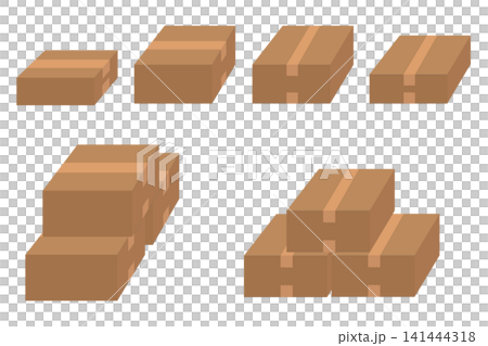 Pre-packed cardboard box with packing tape 141444318