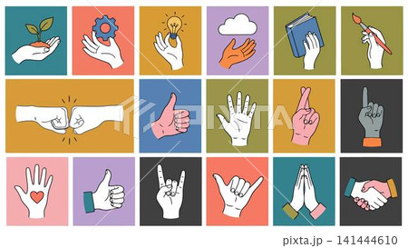 set of hand gestures set of hand gestures 141444610