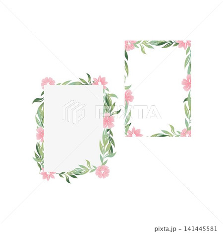 flower frame square flower frame design, vector border square floral illustration 141445581