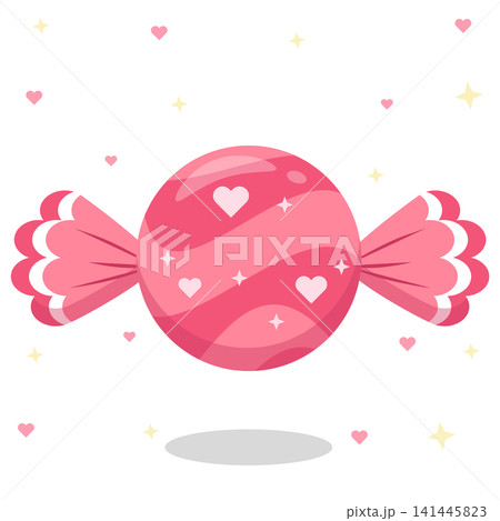 Cute Magenta Pastel Striped Heart Candy Vector Illustration Cute Magenta Pastel Striped Heart Candy Vector Illustration 141445823
