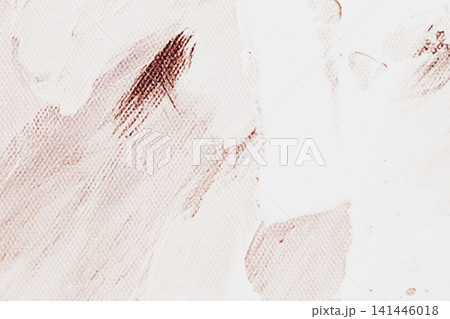 Abstract background with light brown and white paint strokes on woven canvas surface texture for artistic creative design modern backdrop or wallpaper element 141446018