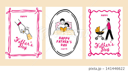 Father's Day Whimsical Doodle Greeting Card Set Family Collection Father Vector Father's Day Whimsical Doodle Greeting Card Set Family Collection Father Vector 141446622
