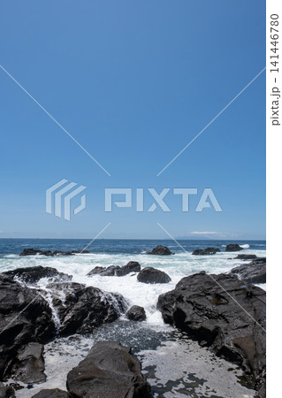 神奈川県城ヶ島の磯に打ち寄せる波 神奈川県城ヶ島の磯に打ち寄せる波 141446780