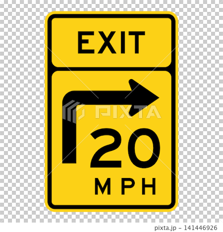 American road signs: Recommended speed at exit American road signs: Recommended speed at exit 141446926