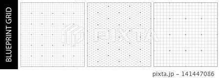 Grid square blueprint paper bg, isometric triangle vector. Crossed line pattern, architecture graph texture. Cut board print wireframe, abstract technical drawing. architect, black dot geometric shape Grid square blueprint paper bg, isometric triangle vector. Crossed line pattern, architecture graph texture. Cut board print wireframe, abstract technical drawing. architect, black dot geometric shape 141447086