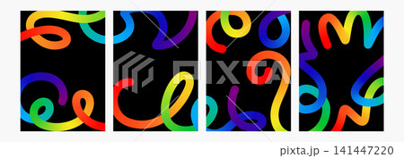 Color blend vector curved line set. Colour splash fluid shape doodle element. Gradient flow brush, squiggly scribble, happy birthday party direction sign. Bright stroke carnival confetti spiral swirl. Color blend vector curved line set. Colour splash fluid shape doodle element. Gradient flow brush, squiggly scribble, happy birthday party direction sign. Bright stroke carnival confetti spiral swirl. 141447220