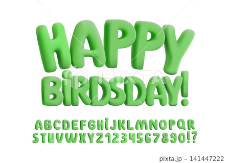 3D green balloon font, inflated bubble letters and numbers. Bold playful typography for fun kids logo, holiday party poster. Retro groovy collection of plastic symbols. Game sticker, stylish lettering 3D green balloon font, inflated bubble letters and numbers. Bold playful typography for fun kids logo, holiday party poster. Retro groovy collection of plastic symbols. Game sticker, stylish lettering 141447222