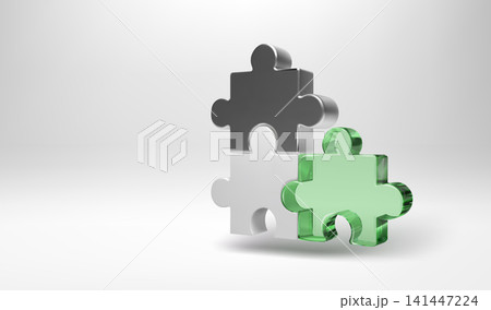 Chrome 3D puzzle three piece, business mission. Isometric glass jigsaw project for team collaboration and problem solution. Connect complex pieces with logic for success. Technology planning concept Chrome 3D puzzle three piece, business mission. Isometric glass jigsaw project for team collaboration and problem solution. Connect complex pieces with logic for success. Technology planning concept 141447224