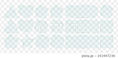 Ripple glass effect transparent frame. 3d fractal plastic texture, wavy vector rectangle. Square ribbed glossy plate, hud panel. Clear crystal blur shape, futuristic button reflect. Neon text overlay 141447236