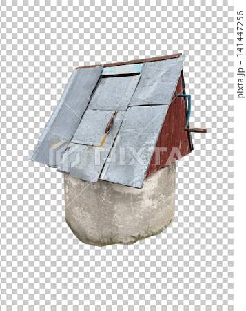 Rustic Village Well with Metal Roof PNG, isolated on transparent background Rustic Village Well with Metal Roof PNG, isolated on transparent background 141447256