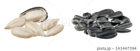 Sunflower seeds isolated on white background 141447394