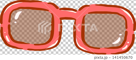 Retro Red Square Sunglasses Hand Drawn Whimsical Illustration Retro Red Square Sunglasses Hand Drawn Whimsical Illustration 141450670