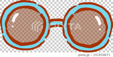 Retro Blue Round Sunglasses Hand Drawn Whimsical Illustration Retro Blue Round Sunglasses Hand Drawn Whimsical Illustration 141450671