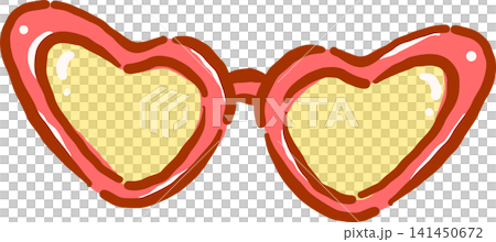 Retro Red Heart Shaped Sunglasses Hand Drawn Stylized Illustration Retro Red Heart Shaped Sunglasses Hand Drawn Stylized Illustration 141450672