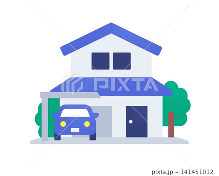 駐車場付き一戸建て住宅を表す家のアイコンイラスト素材 141451012