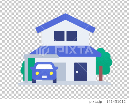 駐車場付き一戸建て住宅を表す家のアイコンイラスト素材 141451012