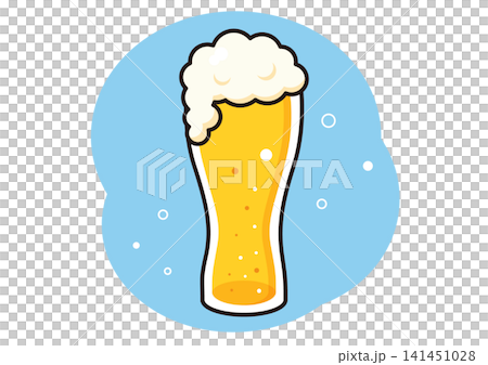 たっぷりの白い泡がのった冷たい生ビールのイラストベクター素材 たっぷりの白い泡がのった冷たい生ビールのイラストベクター素材 141451028