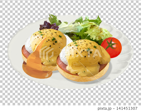 Eggs Benedict (2 eggs) with salad Eggs Benedict (2 eggs) with salad 141451307