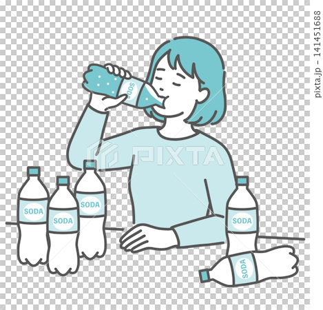 A woman who drinks large amounts of carbonated beverages due to PET bottle syndrome (soft drink ketosis). 141451688